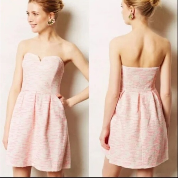 Anthropologie Moulinette Soeurs Pink Pastique tweed textured dress with pockets - Picture 4 of 13